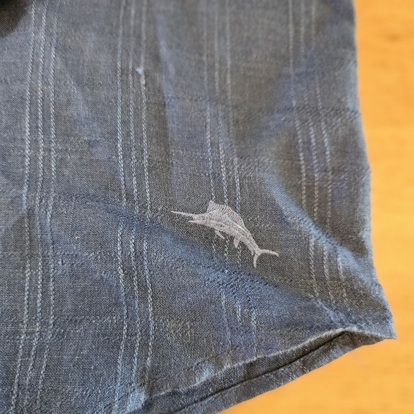 Tommy Bahama 100% Linen Long Sleeve Button Up Shirts Navy Size Large - Picture 2 of 9